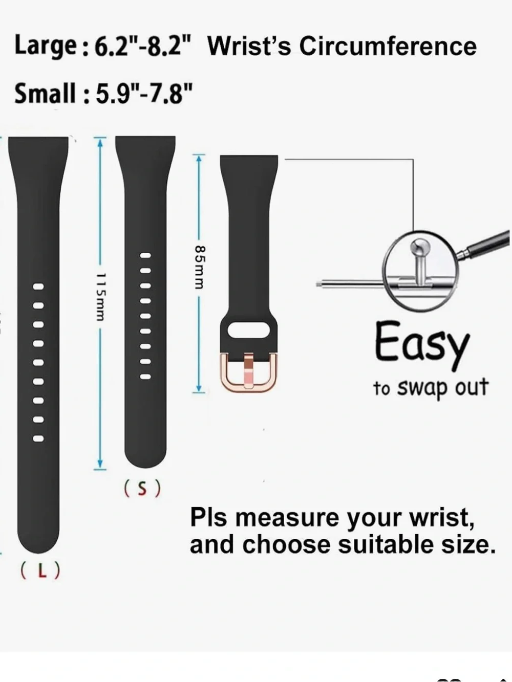 Silicone Replacement Watch Bands - Gray, Black & Burgundy (3-Pack) NIB